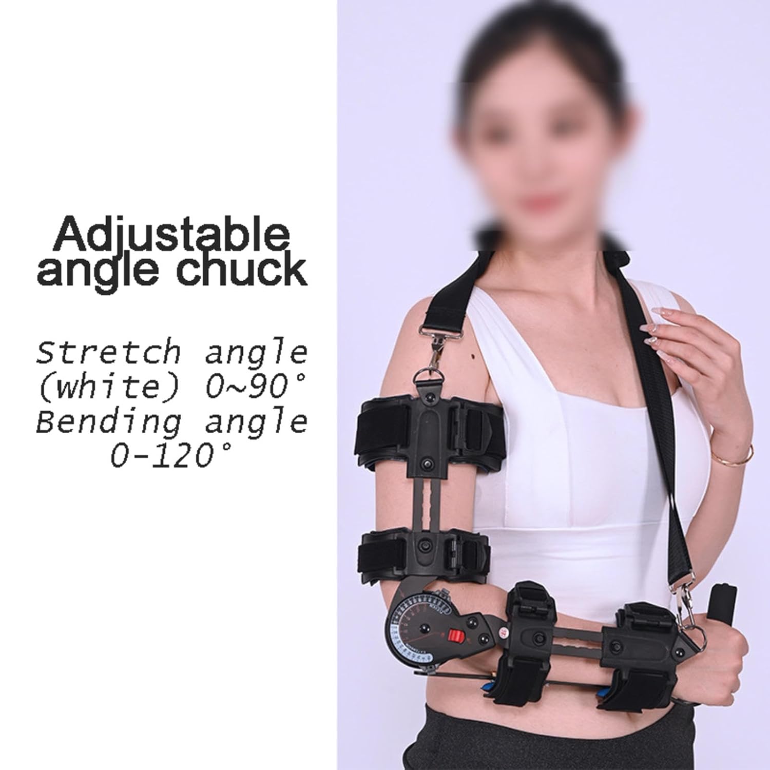 PopieL Hinged Rom Elbow Brace with Adjustable Chuck, Elbow Joint Fixed Brace for Arm Injury Recovery, Forearm Elbow Support Sling for Elbow Fracture and Ligament Instability Injury,right