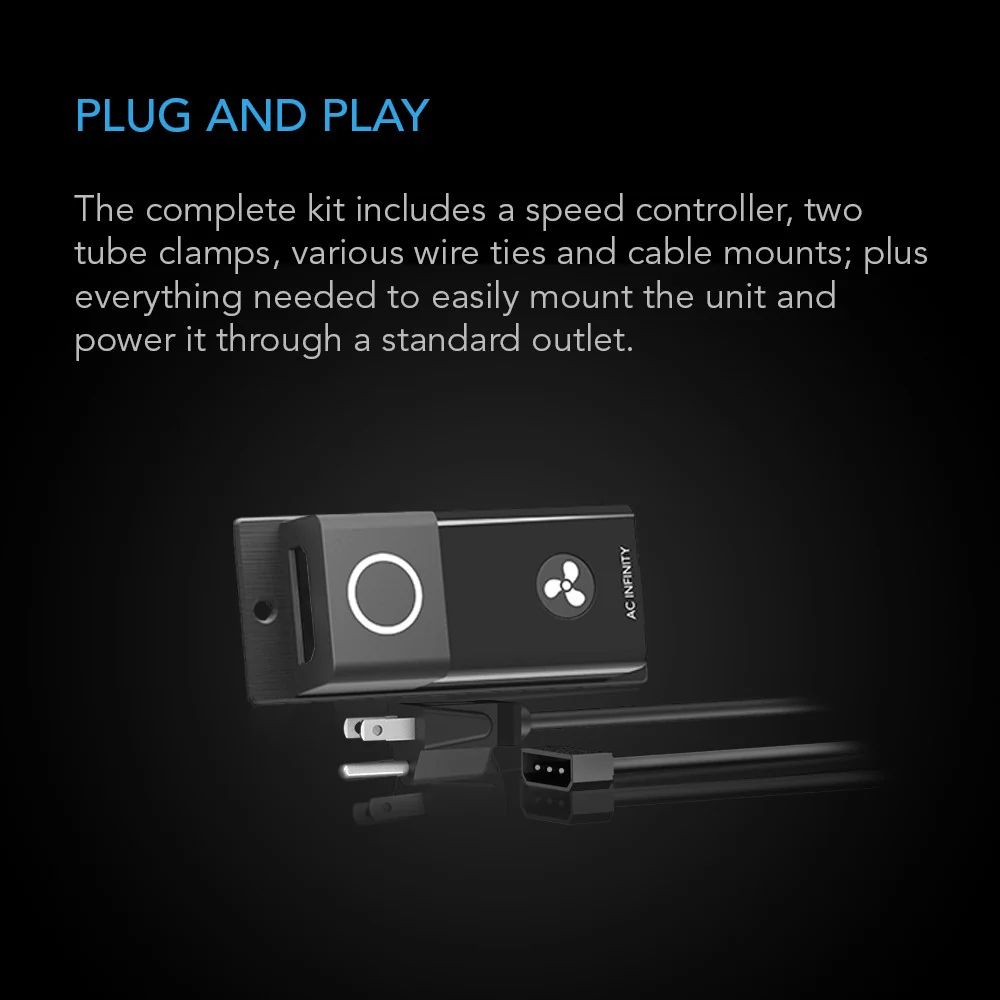 AC Infinity CLOUDLINE S12 12-In Inline Duct Fan w/ Speed Controller