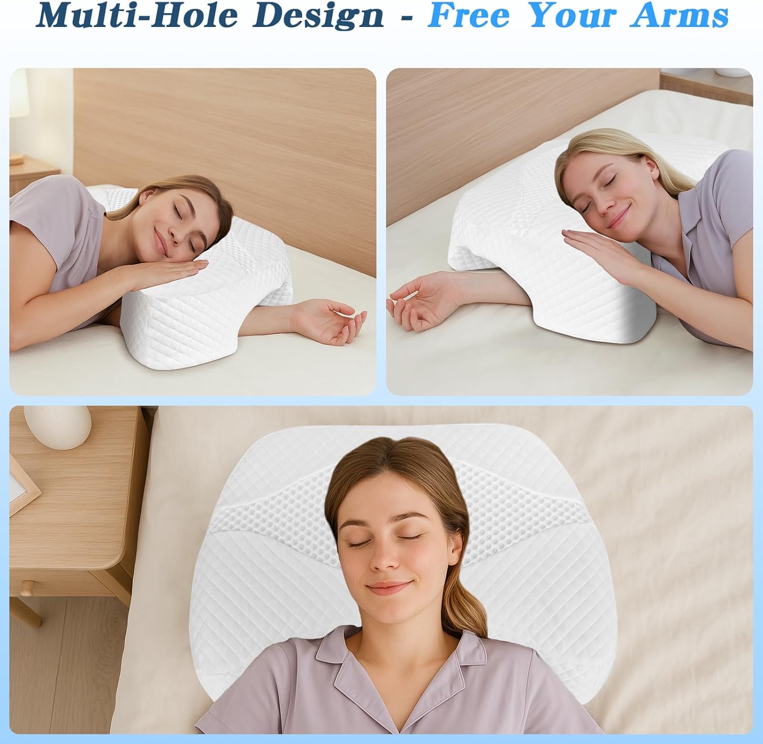 Side Sleeper Pillow with Arm Hole, Shoulder Relief System, Newly Upgrade Arm Pillow for Neck and Shoulder Pain, Premium Memory Foam, Suitable for Side, Back and Stomach Sleepers - White