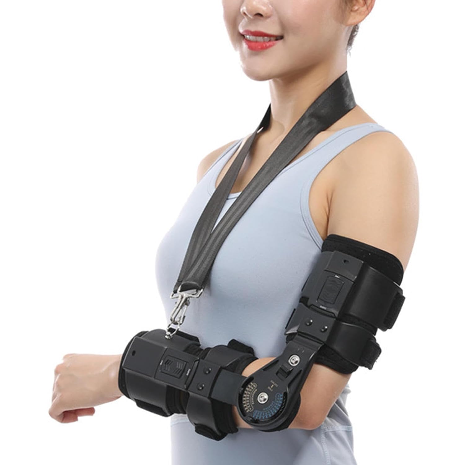 Adjustable Hinged Rom Elbow Brace, Elbow Joint Fixed Brace for Men Women, Elbow Splint Immobilizer for Surgery Injury Recovery, Elbow Pain Relief Hand Arm Splint,right