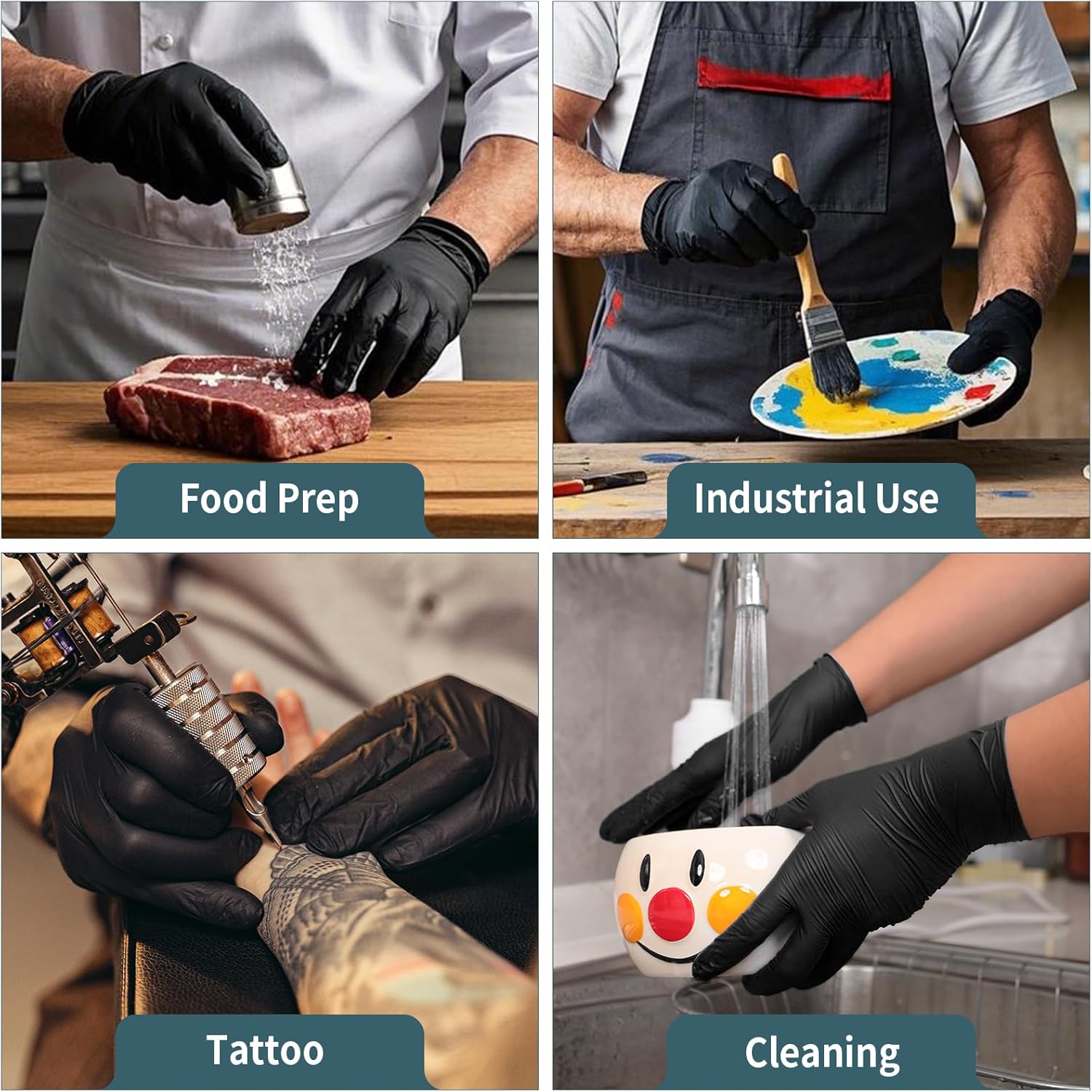 FINITEX Black Nitrile Disposable Medical Exam Gloves 5 mil Powder-free Latex-Free 1000 PCS Examination Glove