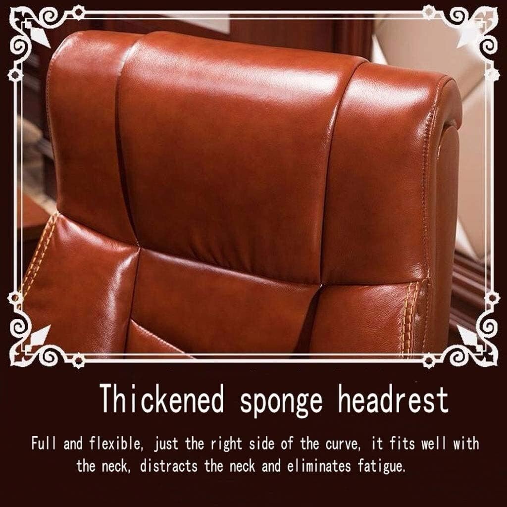 High-Back Leather Executive Swivel Adjustable Swivel Office Desk Chair with Armrests Lumbar Support Desk Ergonomic Chair Leather Business Backrest Chair Ergonomic Design Office Chair (Coffee )
