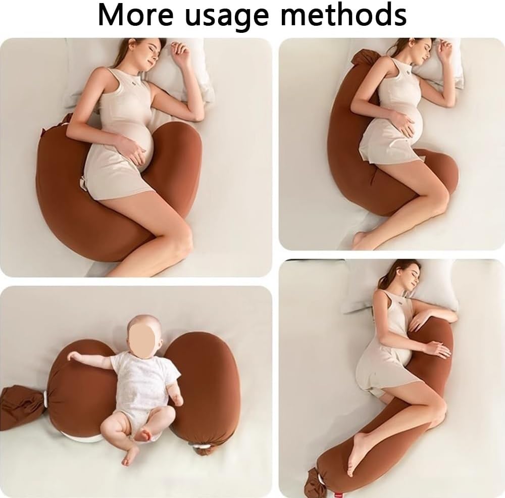 Adjustable Pregnancy Full Body Pillow with Strap, Multi-Functional Maternity Pillow for Sleeping, Back Support and Belly Support, Big Pillow for Pregnant Women and Side Sleepers(Green)