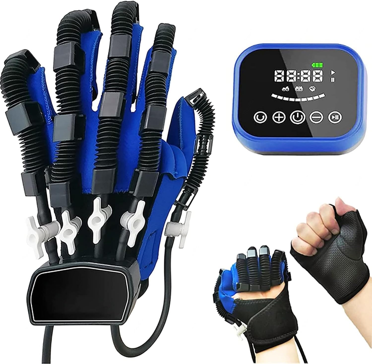 Rehabilitation Robot Gloves Stroke Hemiplegia Finger Exerciser with LCD Touch Screen/Timing/Training Intensity,Left-XL