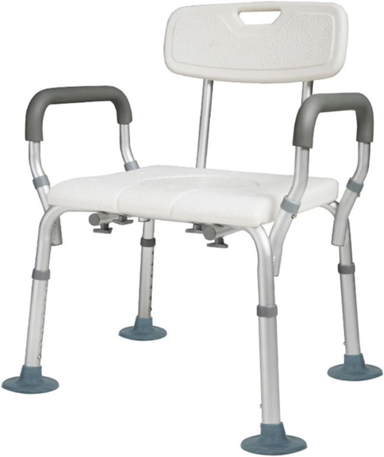Shower Stool Height Adjustable Bath Tub Shower Chair with Arms and Back with U-Shaped Seat Toilet Raiser Frame Bath Chair for Elderly,Supports Up to 300Lbs