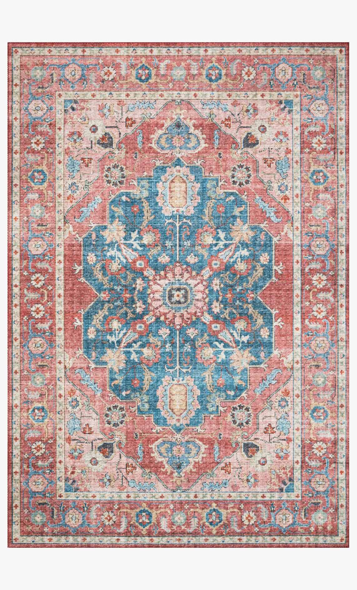 Loloi II Skye Collection - Traditional Power Loomed Rug in Brick & Ocean (SKY-05)