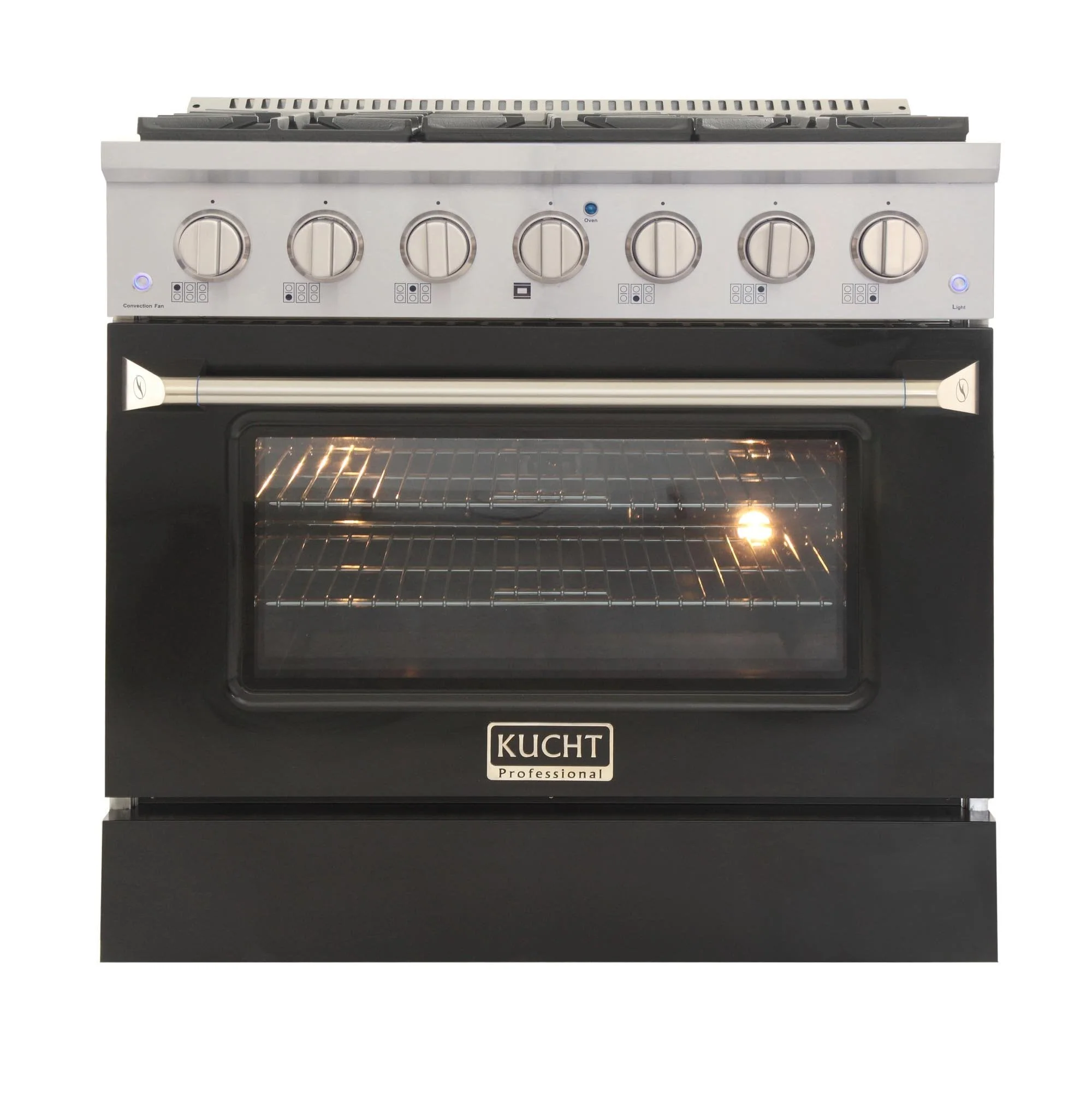 Kucht 36-Inch Propane Range with Sealed Burners & 5.2 Cu. Ft. Convection Oven in Black (KNG361/LP-K)