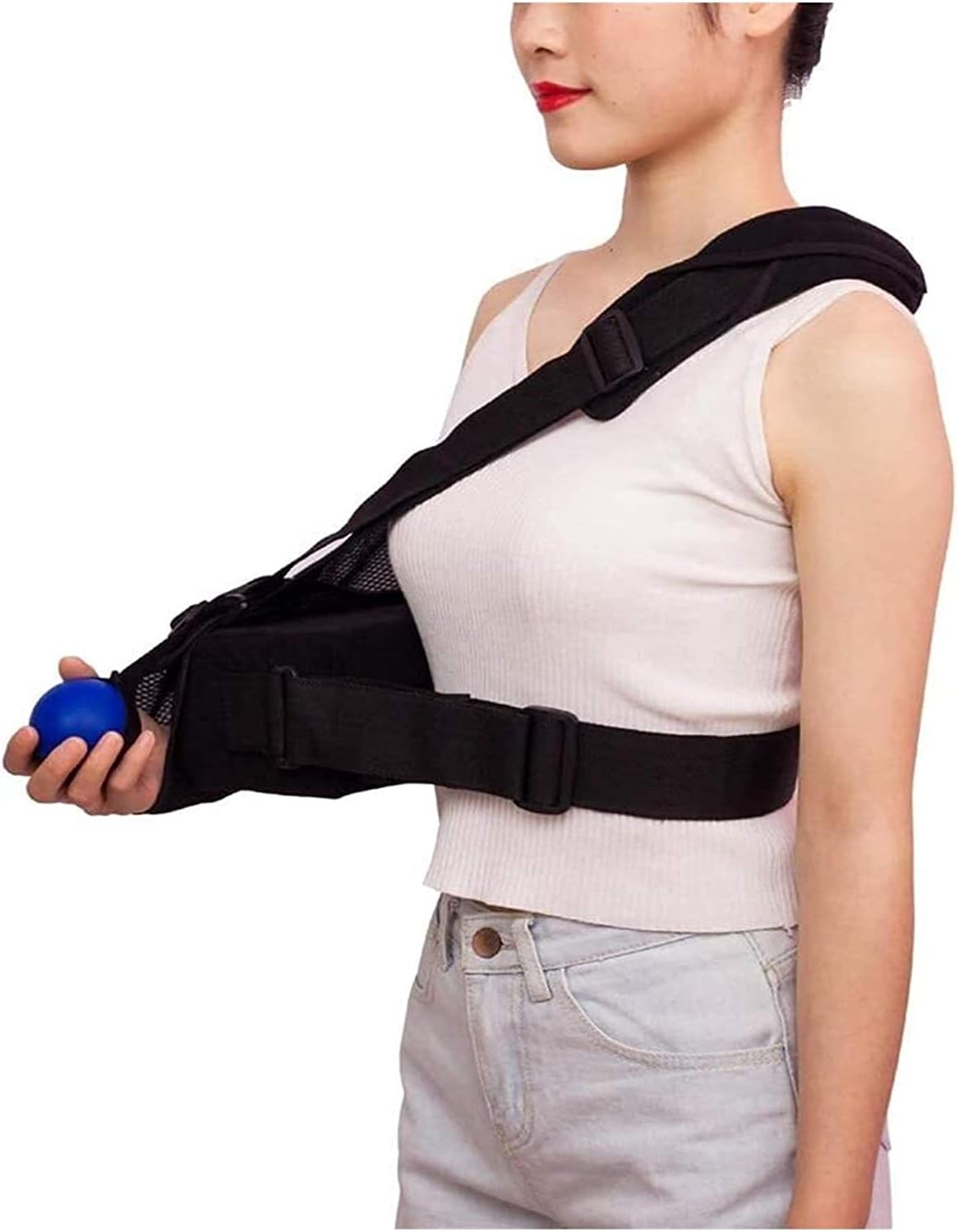 arm Sling Shoulder Sling arm Brace Shoulder immobilizer Shoulder Support Abduction Slings for Women and Men Rotator Cuff and Elbow Brace(Color:Breathable;Size:Leftarm)