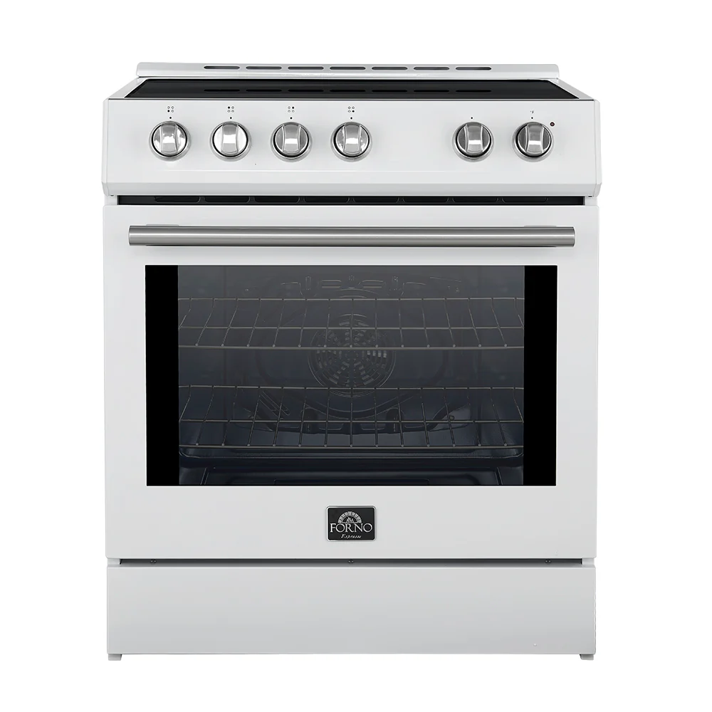 Forno Leonardo Espresso 30-Inch Induction Range in White with Stainless Steel Trim (FFSIN0982-30WHT)