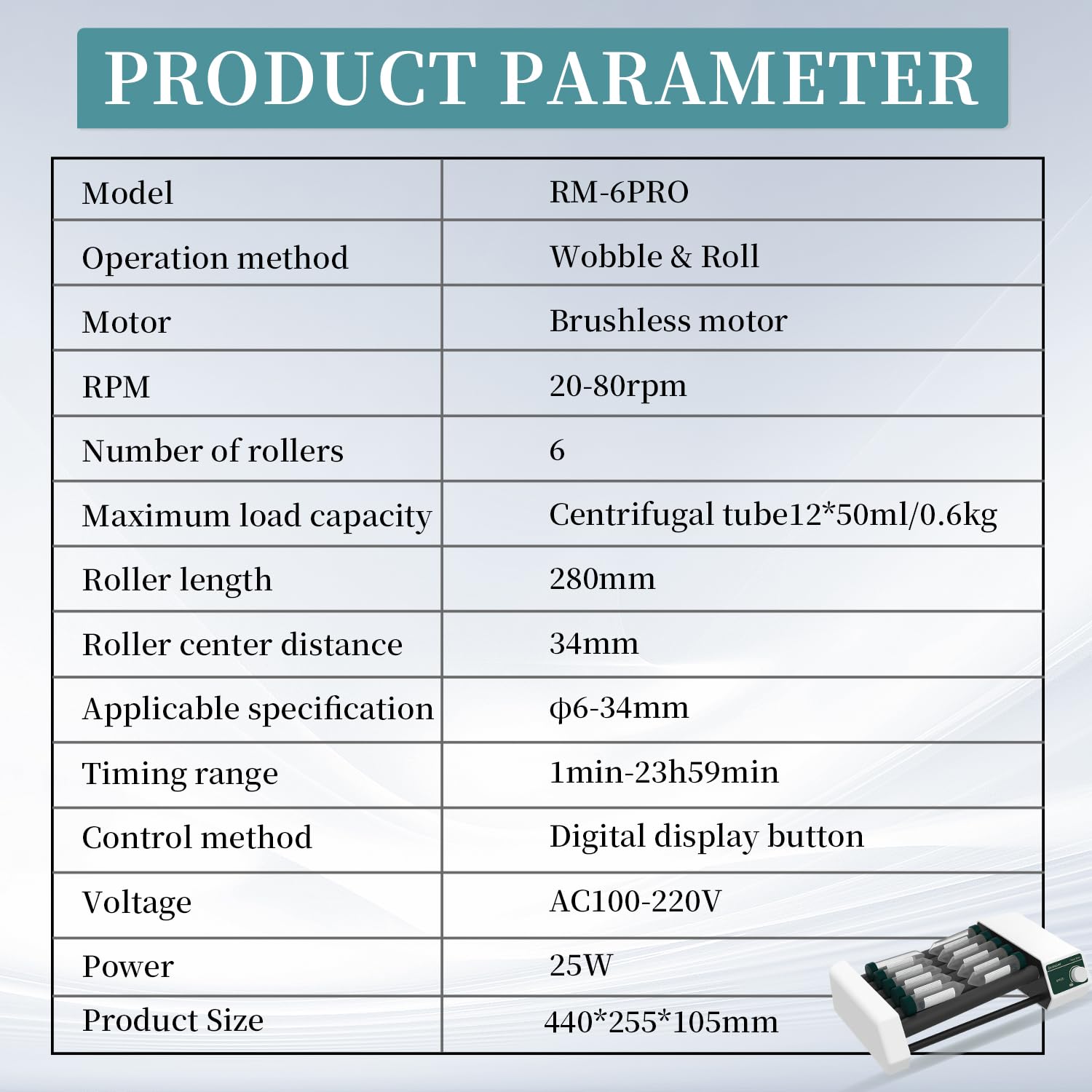 Digital Lab Tube Roller Mixer(High/Low Axis) Rocking Shaker 20-80RPM Timer Function,100-220V RM-6PRO
