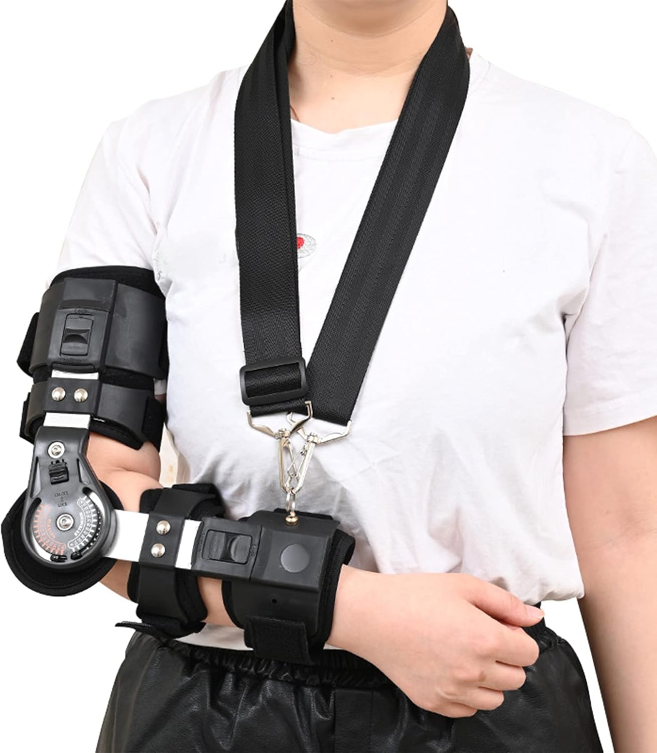 Hinged ROM Elbow Brace Adjustable Post-op Rehabilitation ROM Hinged Elbow Brace for Ligament Tendon Repairs and Dislocations Stabilizer for Dislocated Arm Suitable for Men Women