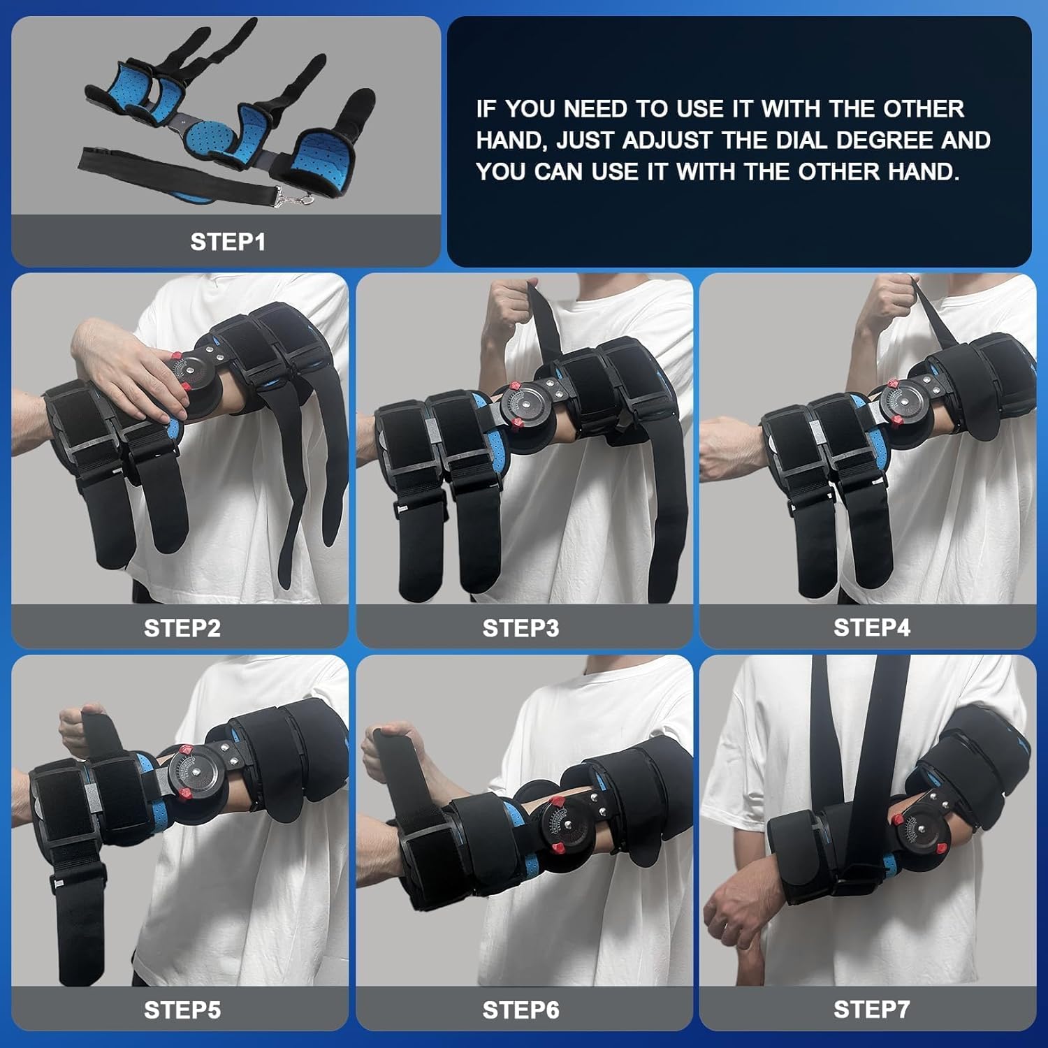 Hinged ROM Elbow Brace,Adjustable Post Elbow Brace Stabilizer Splint Arm Injury Recovery Support After Surgery,Ligament and Tendon Repairs,Surgical Repair of a Fracture and Biceps Repair(Ambidextrous)