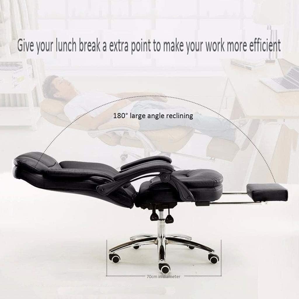 High-Back Leather Executive Swivel Adjustable Swivel Office Desk Chair with Armrests Lumbar Support Desk Ergonomic Chair Chair Reclining Can Sit Computer Chair Home Boss Chair Leather (Black )