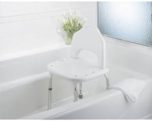 Moen DN7060 Home Care 22-Inch W x 19.25-Inch D Adjustable Height Bath Safety Shower Chair, Glacier