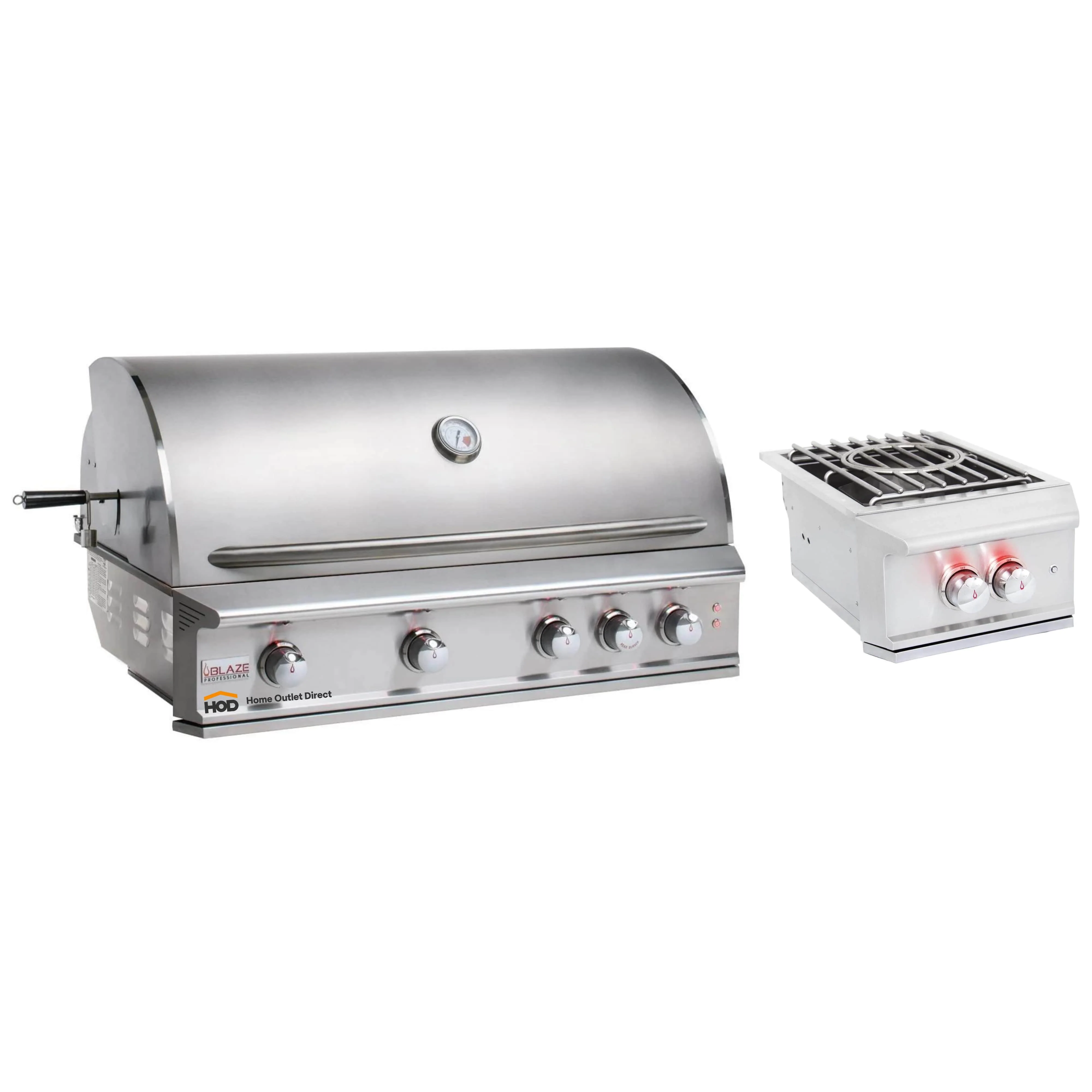 Blaze Grill Package - Professional LUX 44-Inch 4-Burner Built-In Natural Gas Grill and Side Burner in Stainless Steel