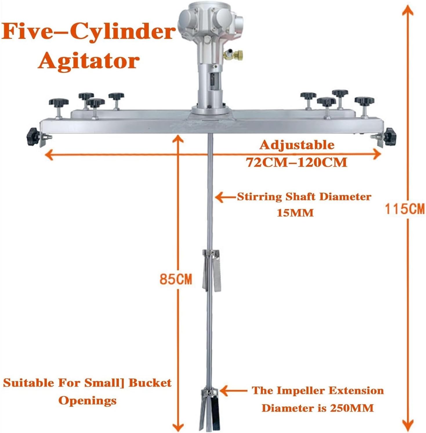 Pneumatic Paint Mixer & Agitator - Air Stirring Machine with Folding Propeller for Tank, Ink Dissolver & Paint Mixing - Heavy Duty Pneumatic Agitators