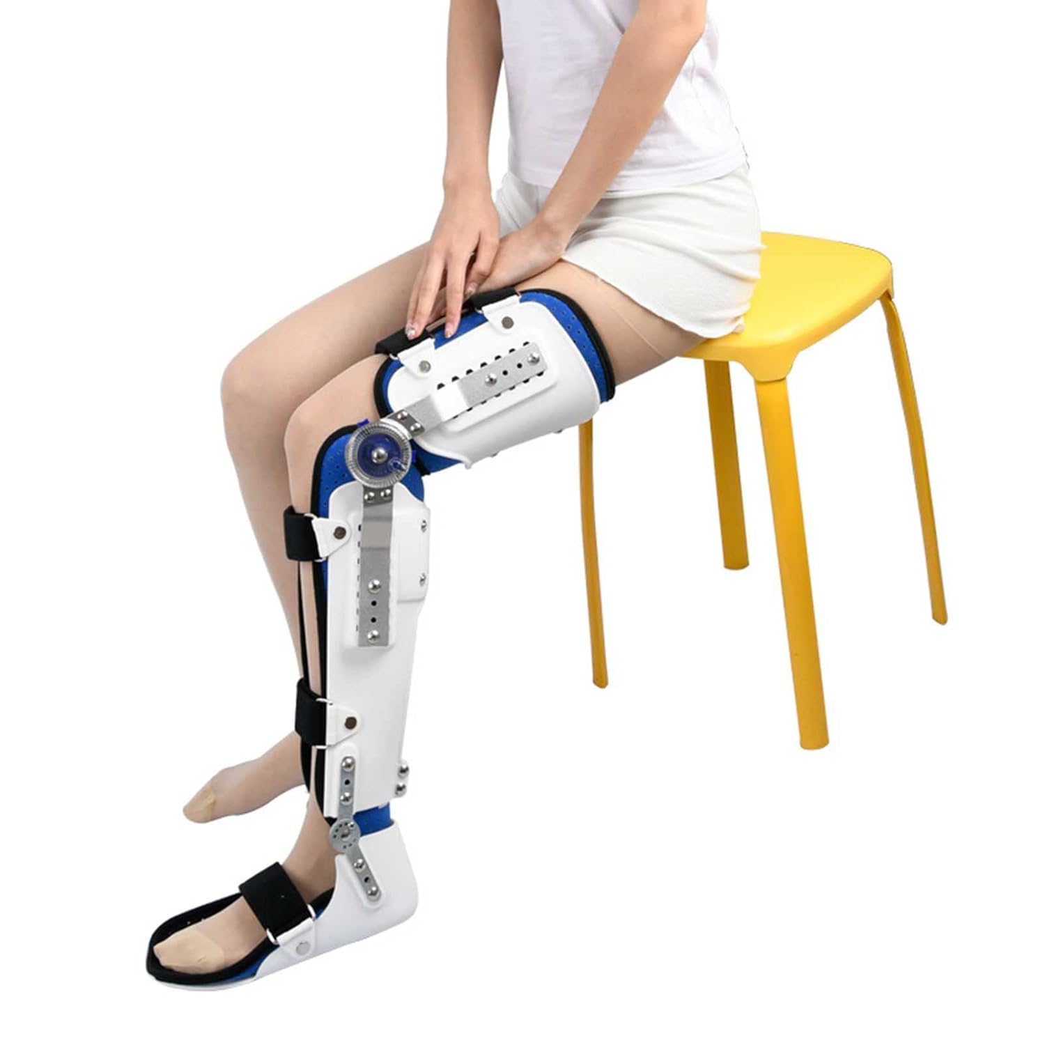 Hinged Knee Brace,knee Orthosis Support Joint Stabilizer Full Leg Splint Support With Adjustable Knee, Ankle And Foot