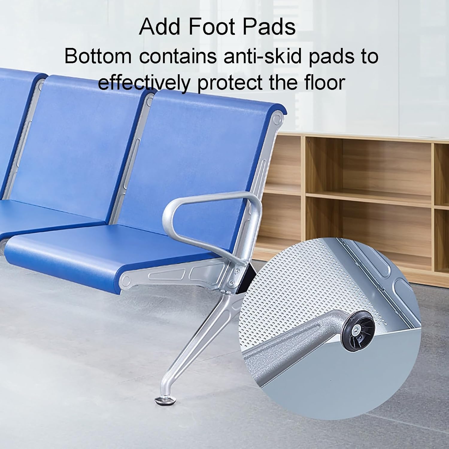 4-Seat Waiting Room Bench, Office Guest Reception Chairs, Airport Reception Seat Benches with Armrests and Backrests, for Airport Hospital Bank Salon,Black-One Size