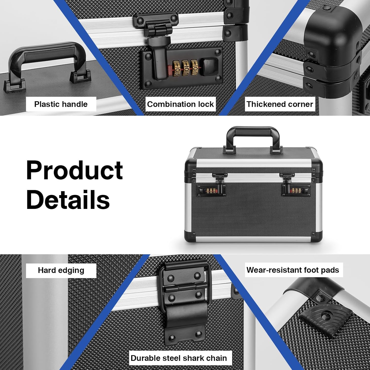 Medicine Lock Box With Combination Lock - 15 x 8.7 x 9.4 Inches - First Aid Safe Medication Storage Box, Medications and Personal Items, Safe Boxes for Home and Outdoor - Tactical Black