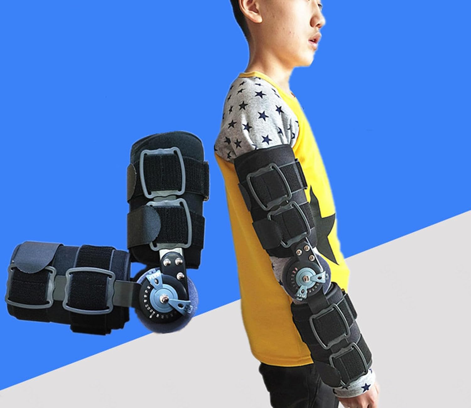 VIDECOR Hinged Elbow Brace for Right Arm, Post-Op Elbow Brace with Strap, Adjustable Range of Motion, Elbow Immobilizer Injury Recovery Support Arm Sling,