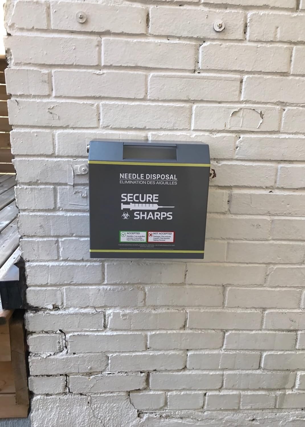 AP5 Sharps Disposal Needle Box Container Wall Mount, 12 Gauge Steel Tamper Proof Premium Powder Coated, 5.4 Quart Grey Sharps Container