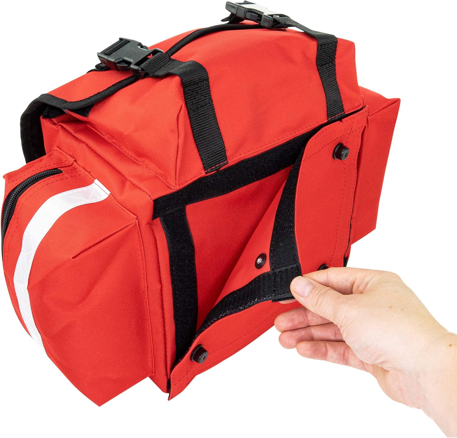 LINE2design Emergency Fire First Responder Kit - Fully Stocked EMS Supplies First Aid Paramedic Rescue Trauma Fill Kit - Emergency Medical EMT Supplies Portable Travel Size Kit - Red