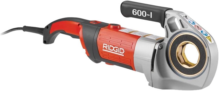 RIDGID 44913 600-I Handheld Power Drive Pipe Threading Machine with Carrying Case and Dual V-Jaw Support, 1/8