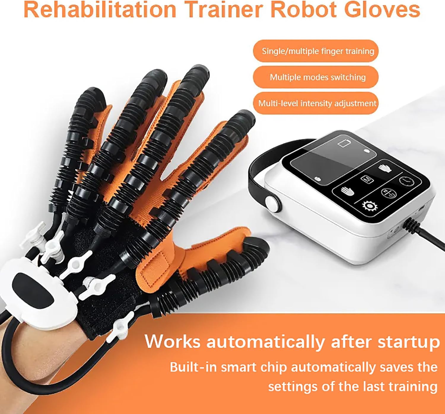 Rehabilitation Robot Gloves, Hand Stroke Recovery Equipment with 4 Workout Modes and 9-Level Strength Adjustment, Rechargeable Convenient Finger Trainer