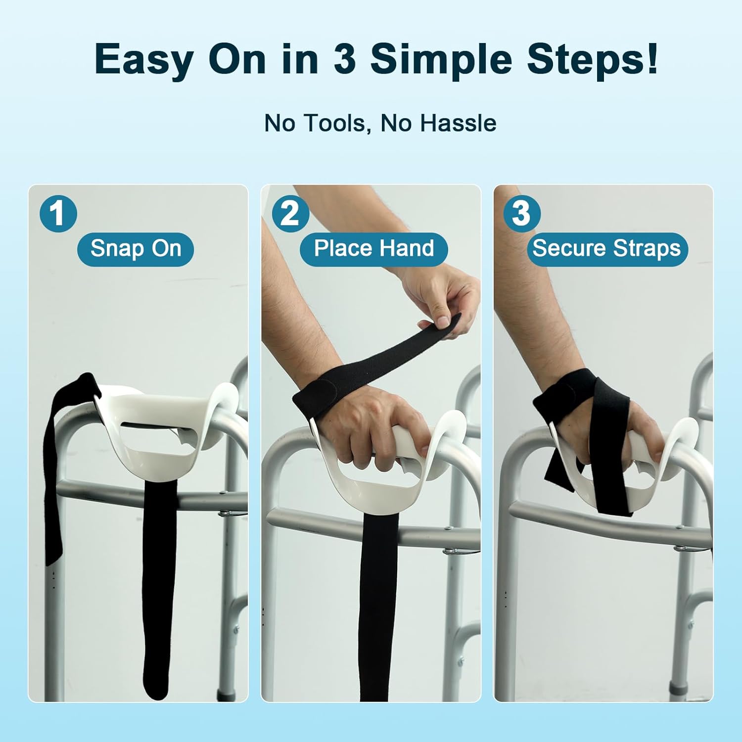 Left Hand Walker Splint with Two Securing Straps, Cushioned Walker Padding for Comfortable Grip, Hand Brace Splint for Seniors, Rehab and Elderly Rollator and Limited Hand Mobility Users