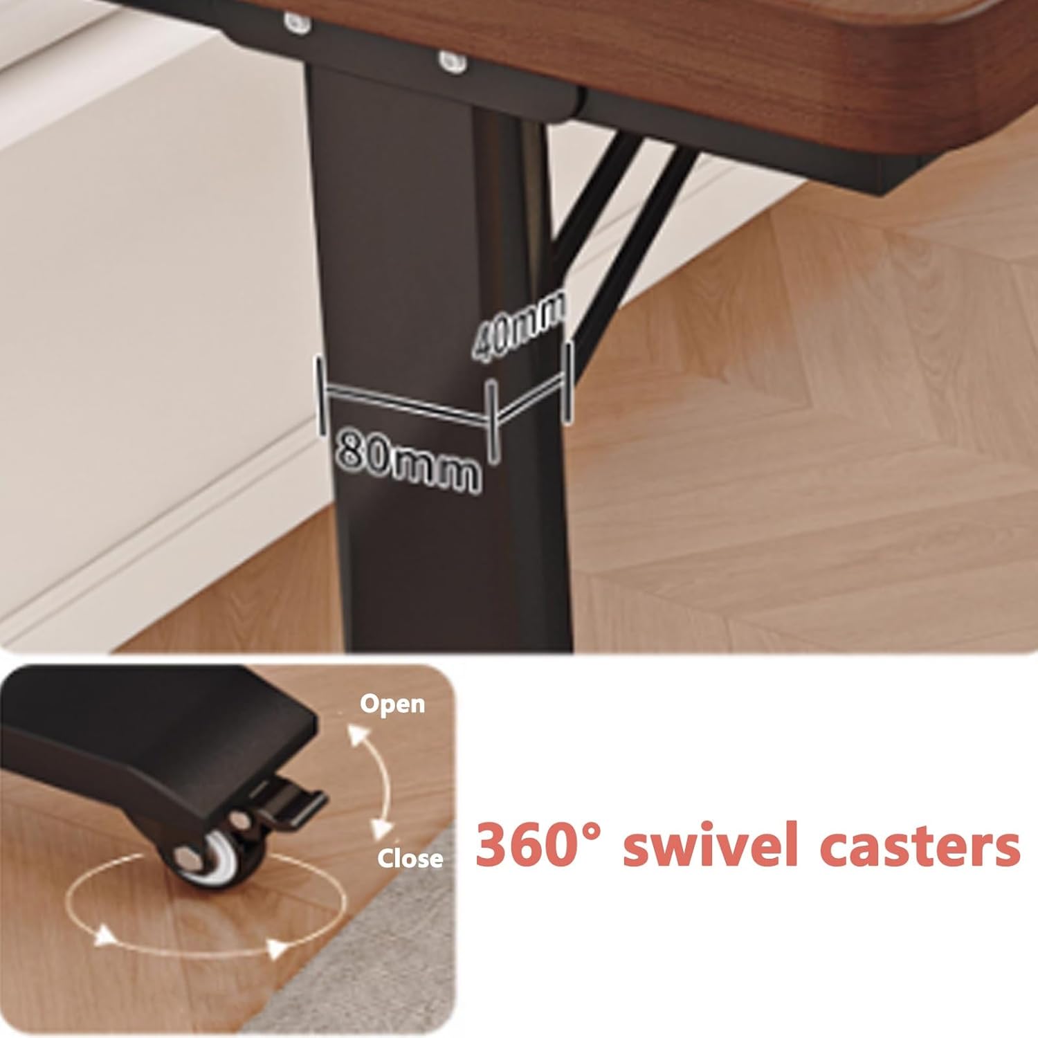 Height Adjustable Overbed Table, Over The Bed Table with Wheels, Standing Workstation with Baffle, Wood Standing Office Desk Computer Tables for Work, Study(Black B+White,L94.4xW15.7in)