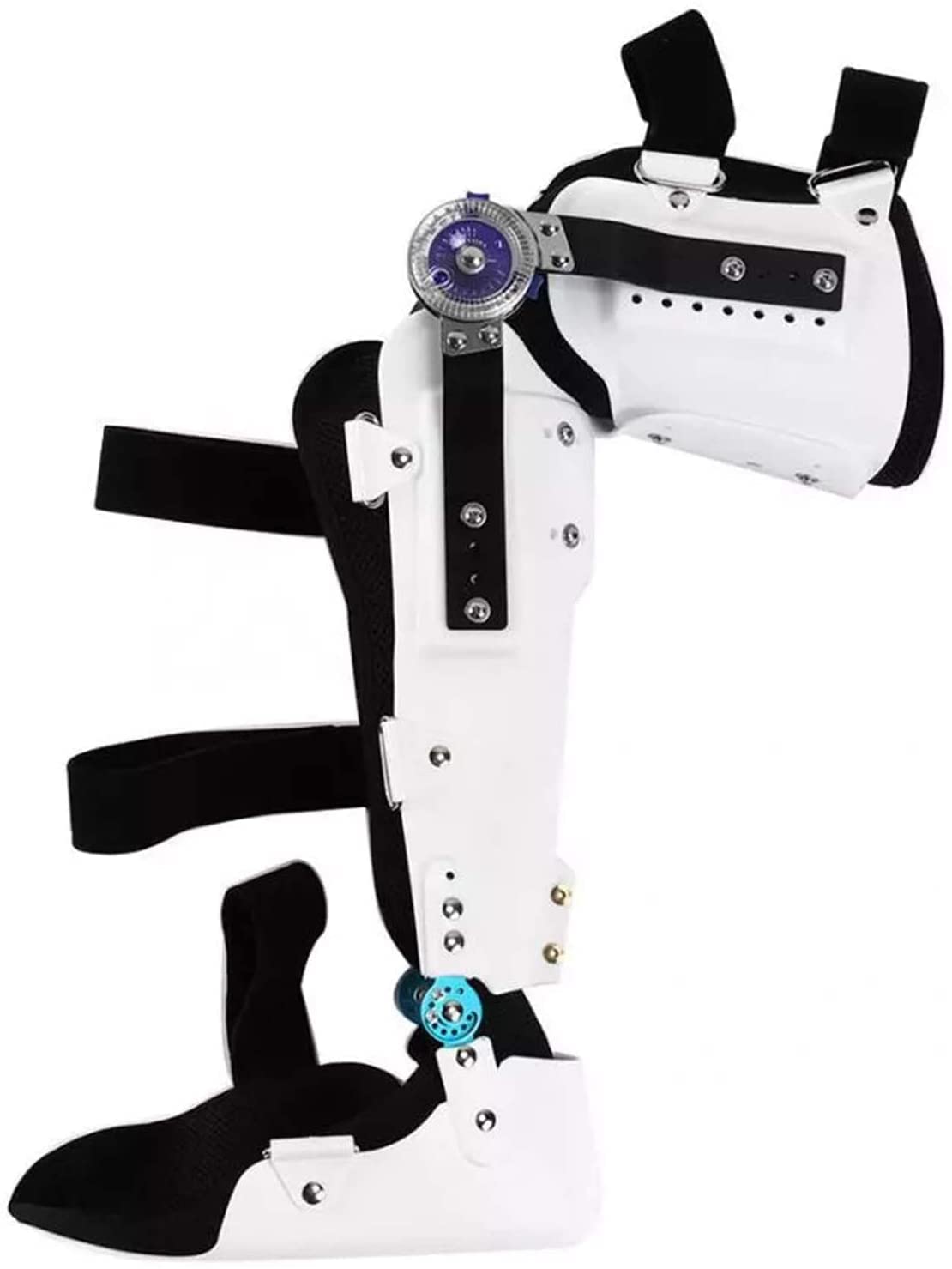 Hinged Knee Foot Support Brace， Hinged Knee Brace Fracture Fixed Guard Splint Leg Protector， Adjustable Post Knee Support Orthosis Immobilizer Fixed Bracket，Left Leg-M