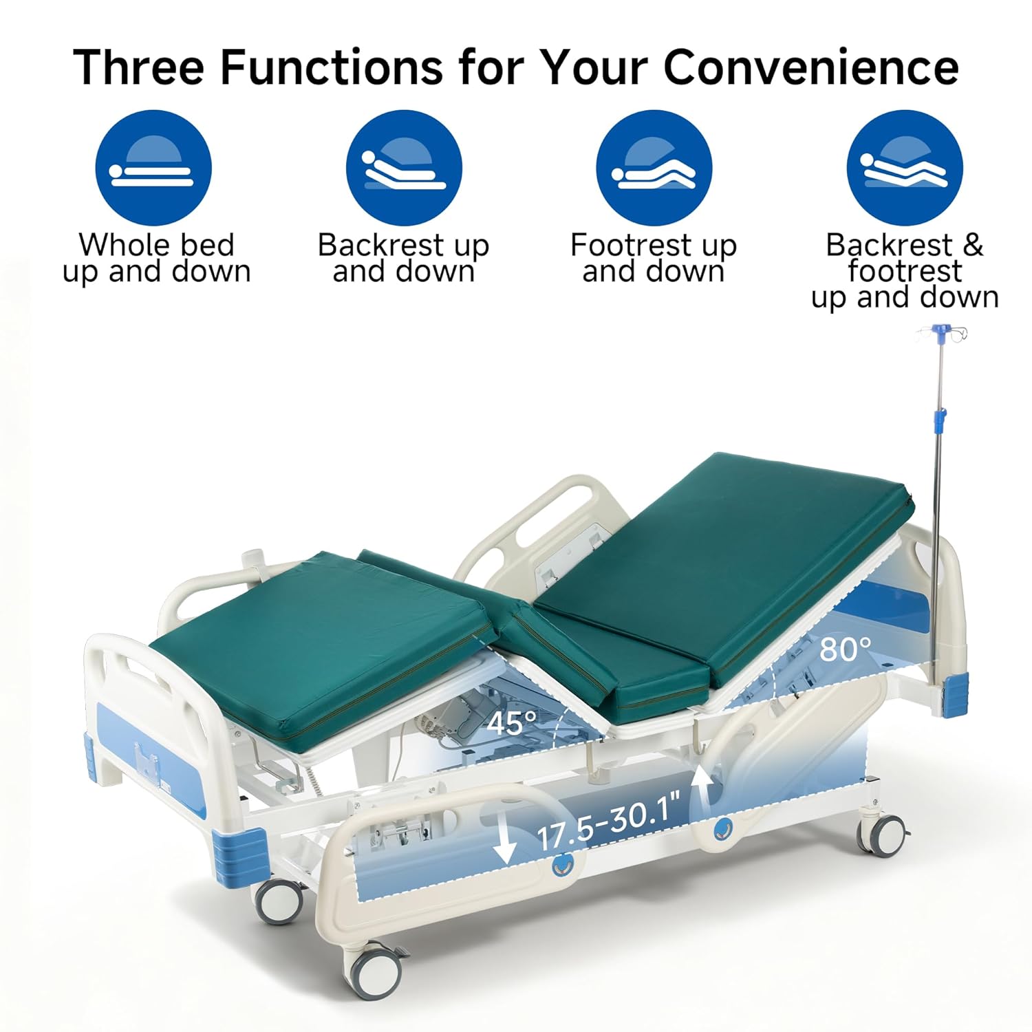 Hospital Bed Electric 5 Function with Trendelenburg & Reverse Trendelenburg, 5