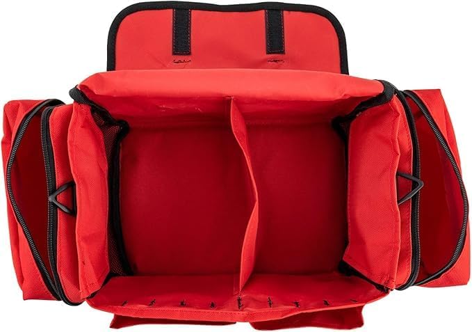 Line2design Emergency Fire First Responder Kit - Fully Stocked EMS Supplies First Aid Rescue Trauma Tactical Bag - EMS EMT Paramedic Complete Lifeguard Medical Supplies for Natural Disasters - Red