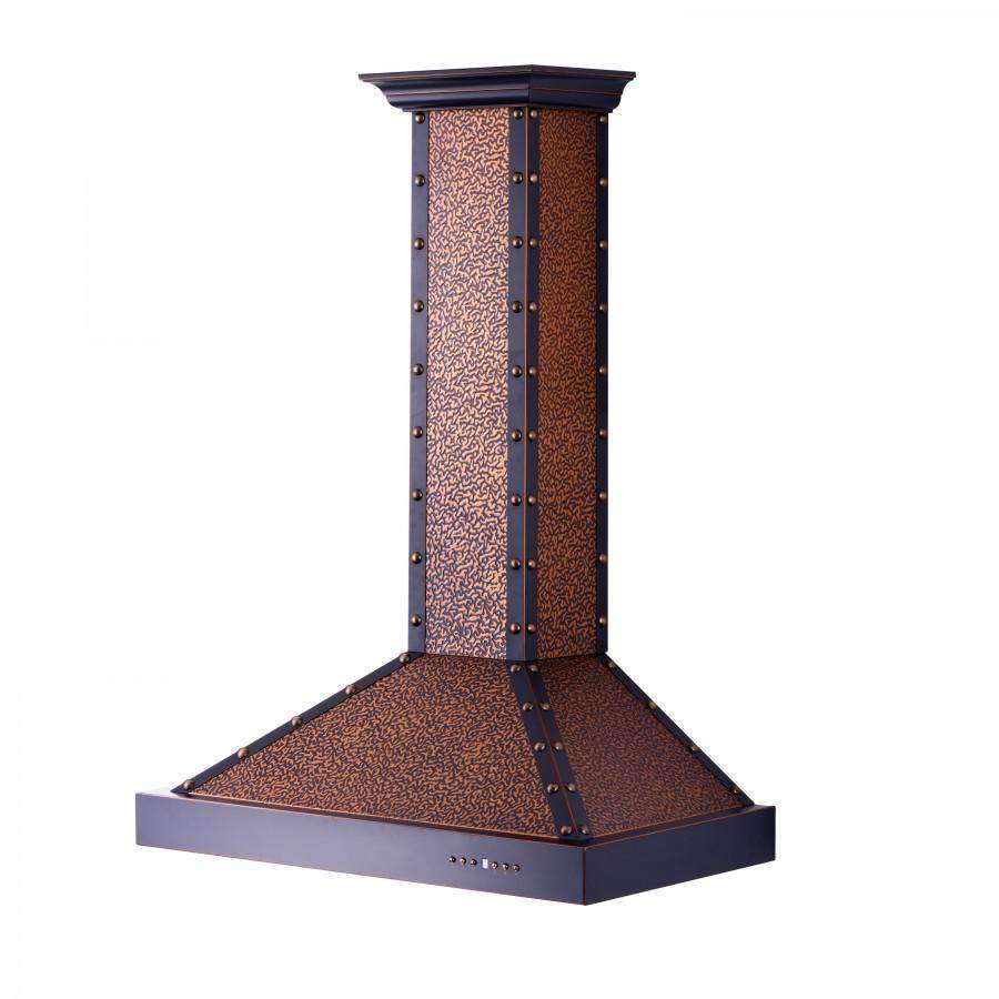 ZLINE 42-Inch Designer Series Embossed Copper Finish Wall Range Hood (KB2-EBBXB-42)