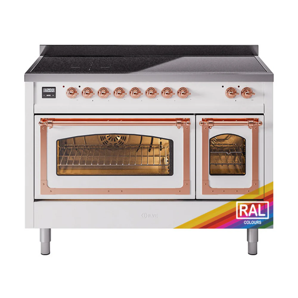 ILVE Nostalgie II Noblesse 48-Inch Induction Range with Triple Glass Door in Custom RAL with Copper Trim (UNI486NMPRAP)