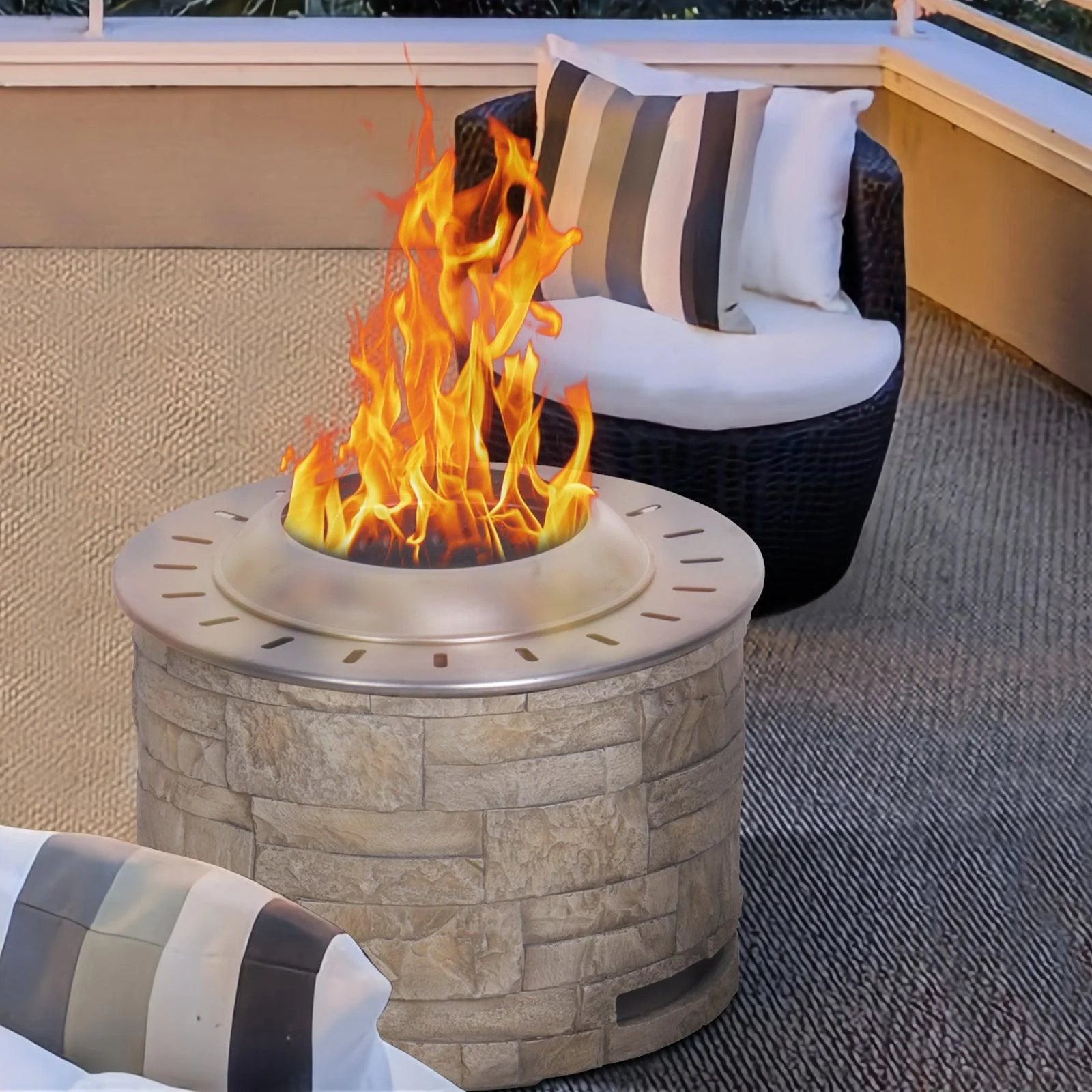 Parrot Uncle Smokeless Firepit with Wood Pellet/Twig/Wood as The Fuel for Garden & Outdoor (W2029120104)