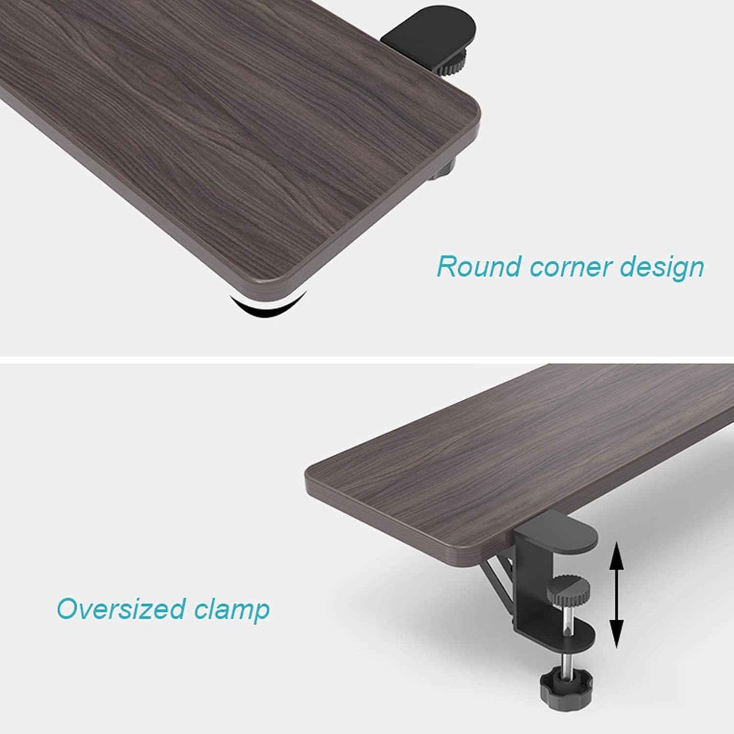 Ergonomics Desk Extender Tray Clip-on Keyboard Tray Punch-Free Expansion Board Table Mount Foldable Armrest Shelf Stand Slide Computer Elbow Arm Support,