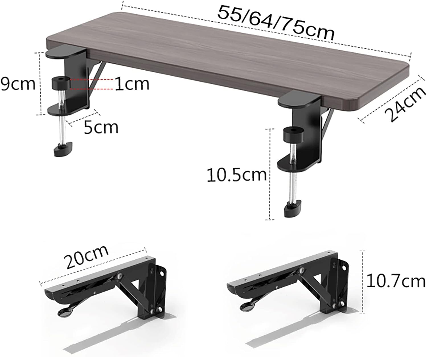 Ergonomics Desk Extender Tray, Clamp On Keyboard Drawer Table Mount Armrest Shelf, Computer Elbow Arm Support Keyboard Platform Extender,Maple-75 * 24cm