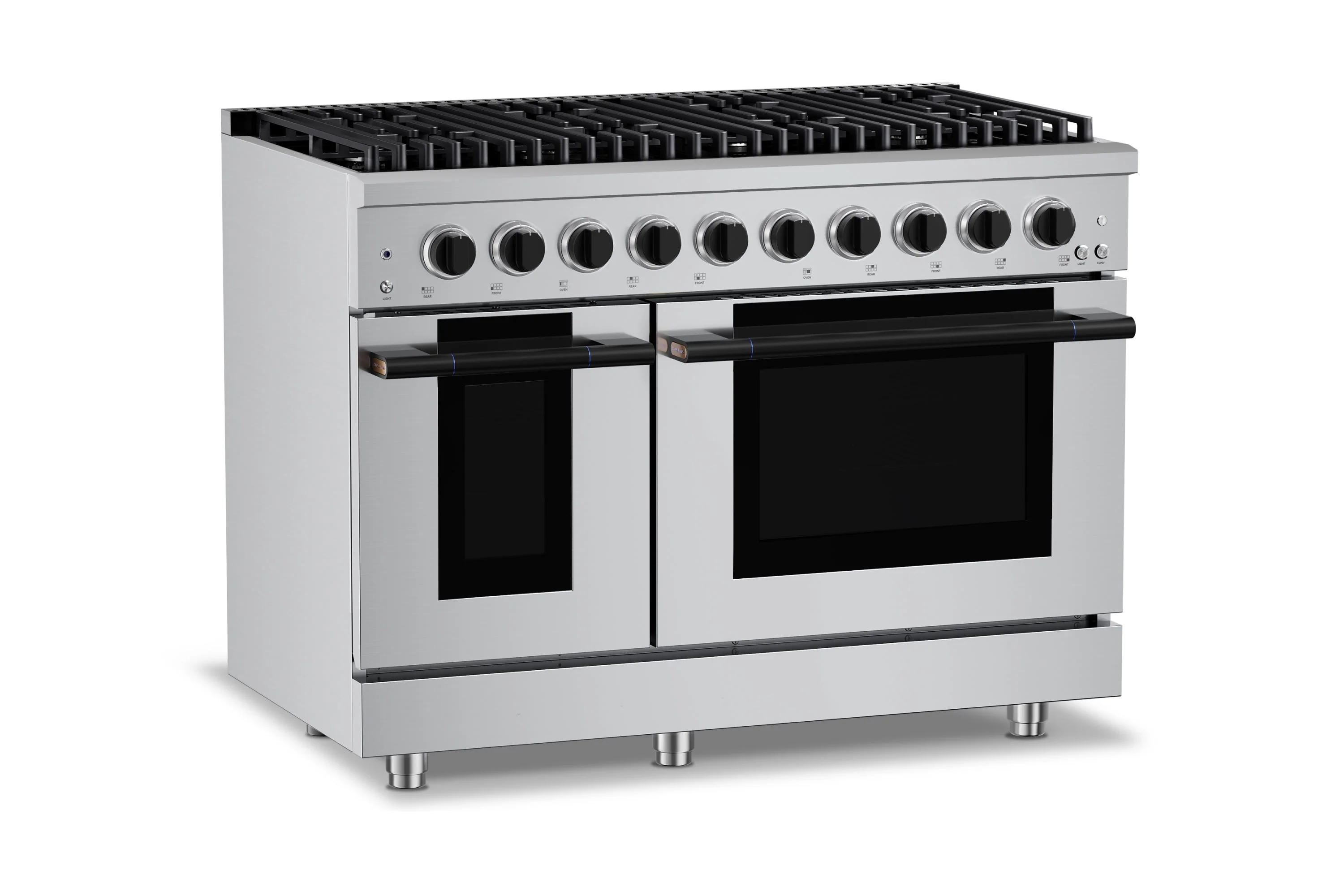 Hauslane HausPro Series 48-Inch Gas or Dual Fuel Range with 8 Burners and Convection Oven in Stainless Steel