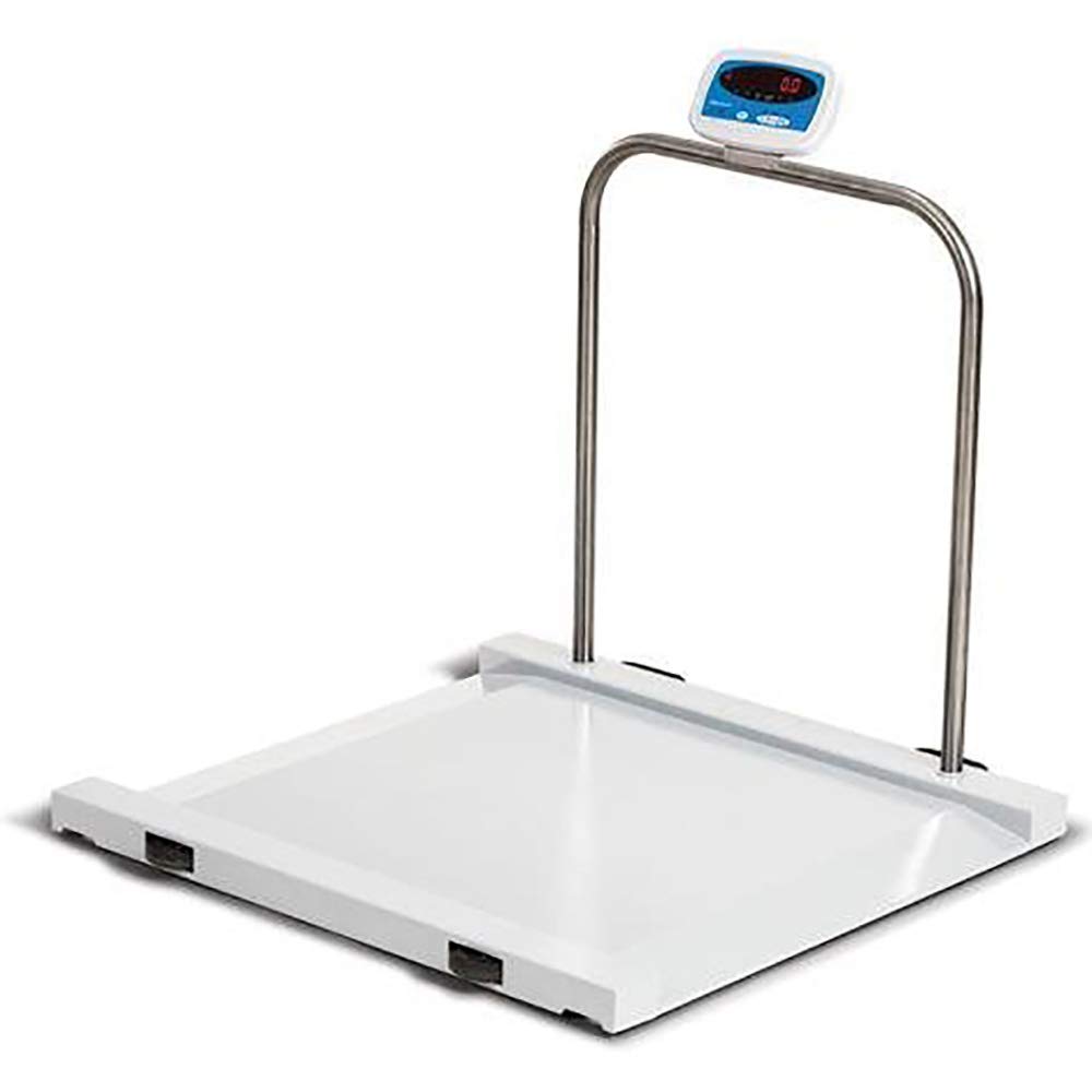 Brecknell Wheelchair Scale, 1000 lb Capacity, LCD Display, Easy & Simple to Use, Steel Construction, Low Profile, Handles & Wheels, Battery or AC Power
