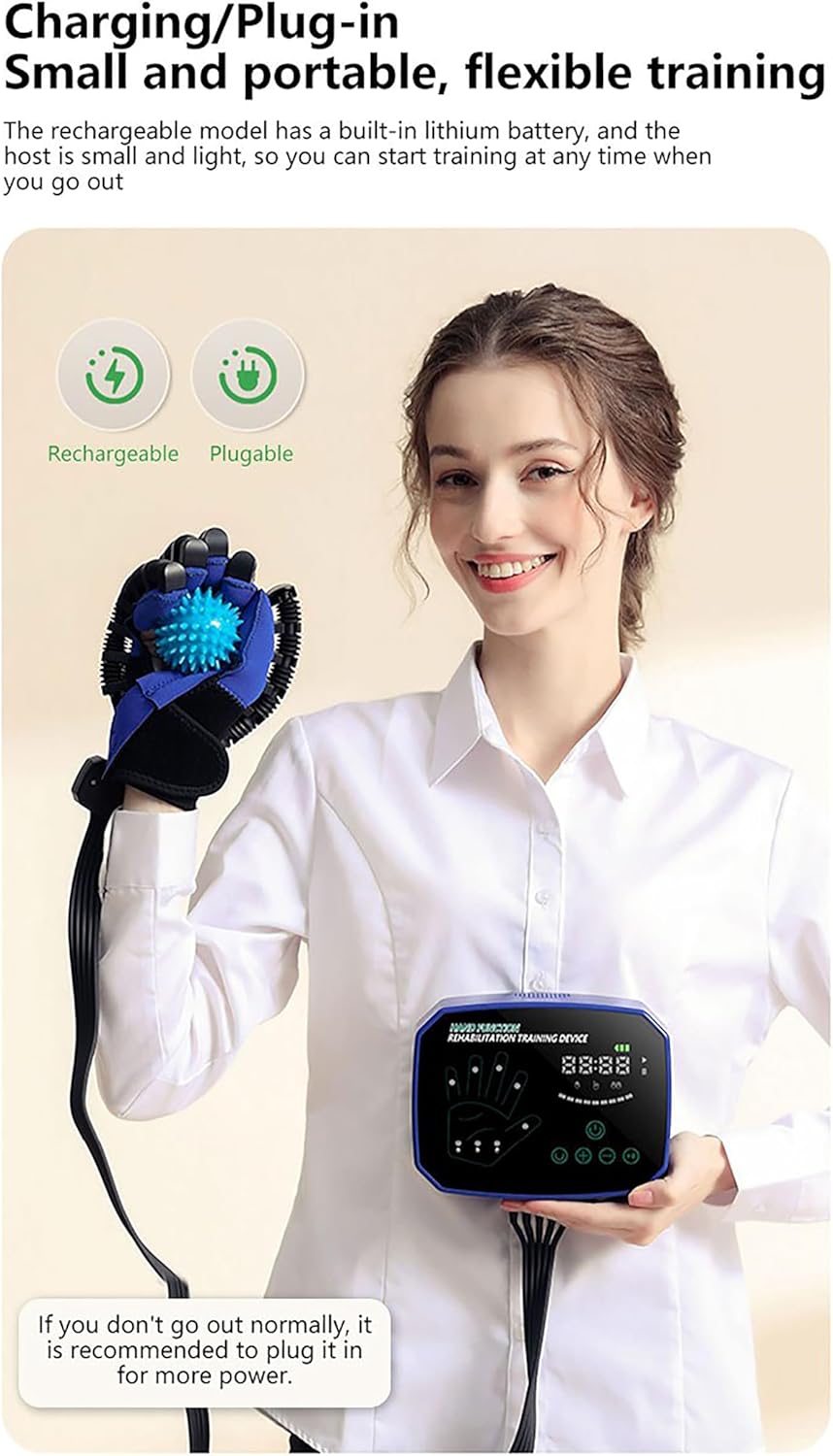 Both Hands Rehabilitation Robot Gloves, Automatic Hemiplegia Finger Trainer, Adjustable Strength, Five-Finger Independent Control, for Improve Finger Dexterity