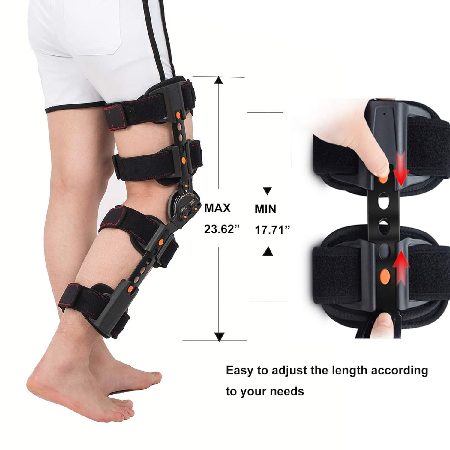 Knee Brace - Adjustable Articulating Knee Immobilizer Bracket Support Leg Splint Stabilizer for Post Acl, MCL and Pcl Hemiplegic Immobilization, Meniscus Tears,(