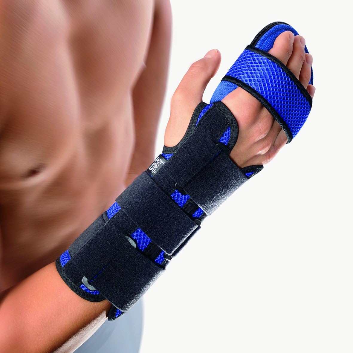 Bort 133300 Soft Hand Splint Brace Finger Support Carpal Tunnel Night Wrist Splint Support Immobilizer Finger Wrist Fracture Fixation Scaffold Pain Tendonitis Sprain - Small, L, Blue, 5.9