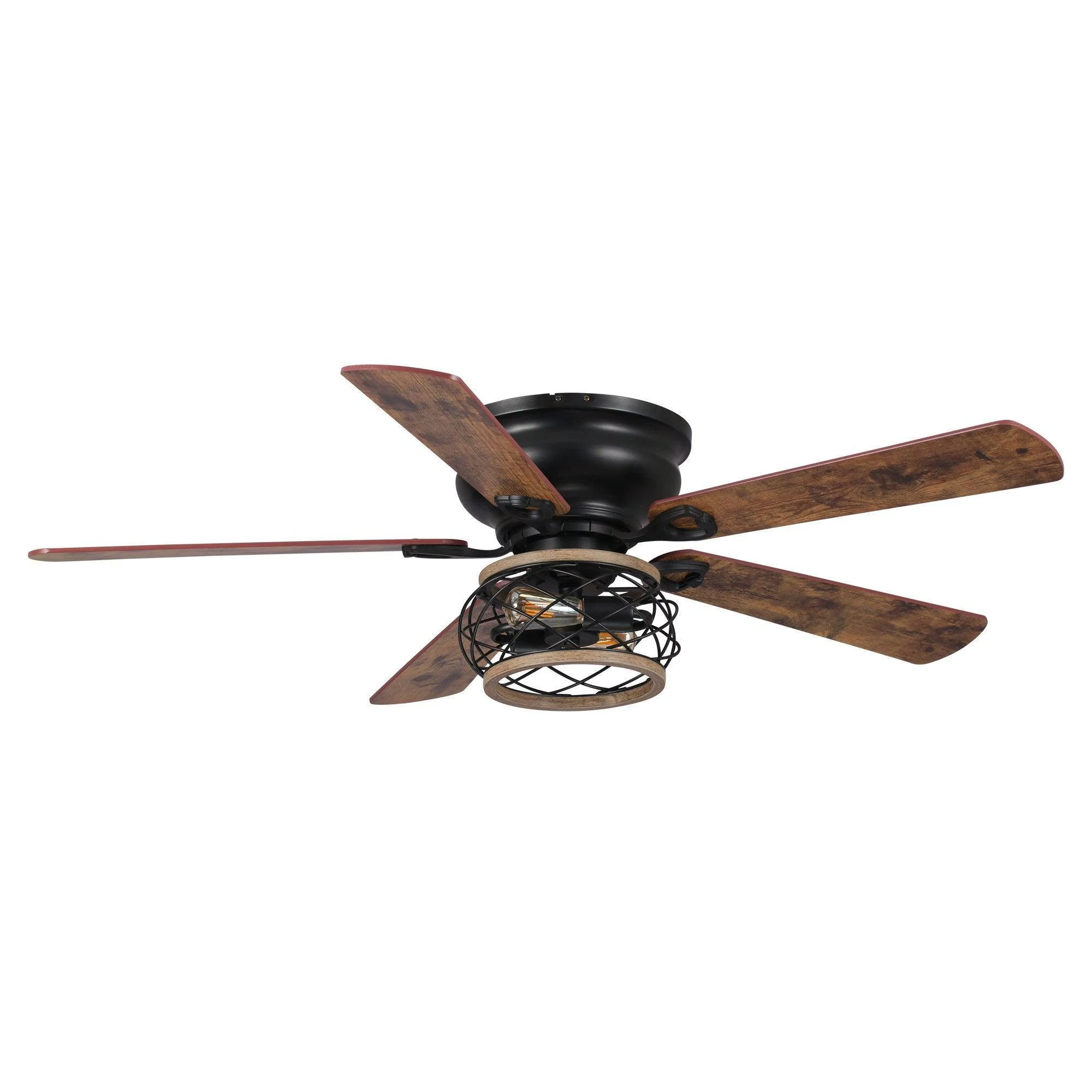 Parrot Uncle 48-Inch Antwerp Farmhouse Flush Mount Reversible Ceiling Fan with Lighting and Remote Control (F6240Q110V)