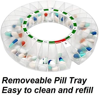 Automatic Pill Dispenser – 28-Day Electronic Medication Planner/Organizer – Dispense Up 6 Times/Day – Easy Read Display - Includes Flashing Light, Sound, Alarm and Safety Lock, 9 Template Rings