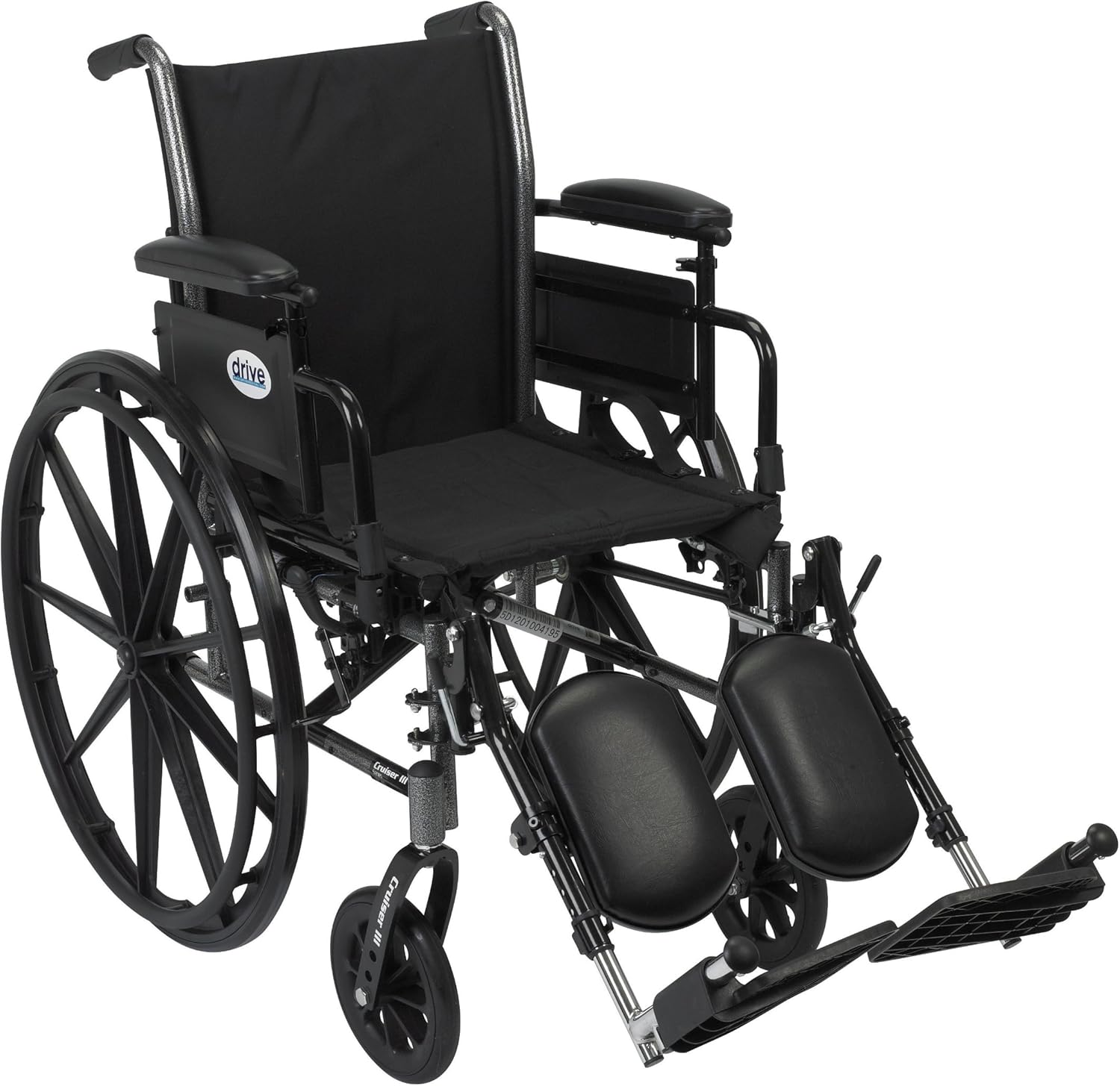 Drive Medical Cruiser III Light Weight Wheelchair with Flip Back Removable Arms, Adjustable Height Desk Arms, Elevating Leg Rests, 16''
