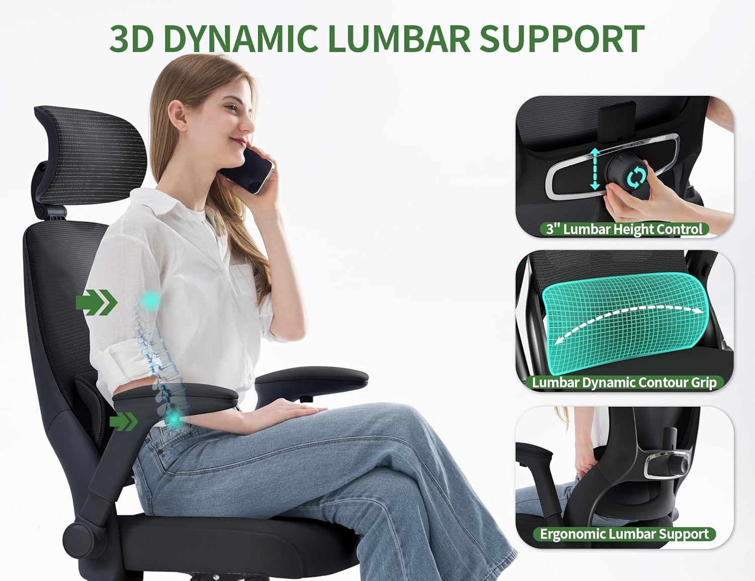 Ergonomic Office Chair: 400LBS Computer Desk Chair Comfy-Black Big and Tall Office Chair with Lumbar Support & Headrest-Gaming Chairs for Adults-Executive Office Rolling Chairs for Home Work