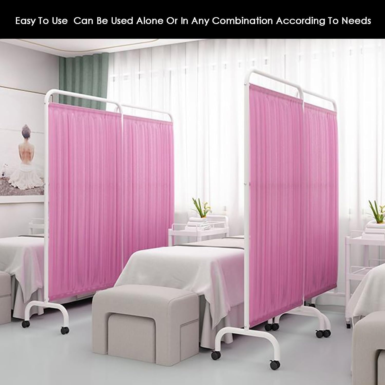 Foldable Medical Privacy Screen - 6ft High Room Divider, 3-Panel Temporary Fence for Clinics, Patient Privacy, Exam Rooms, Medical Use, Portable Partition