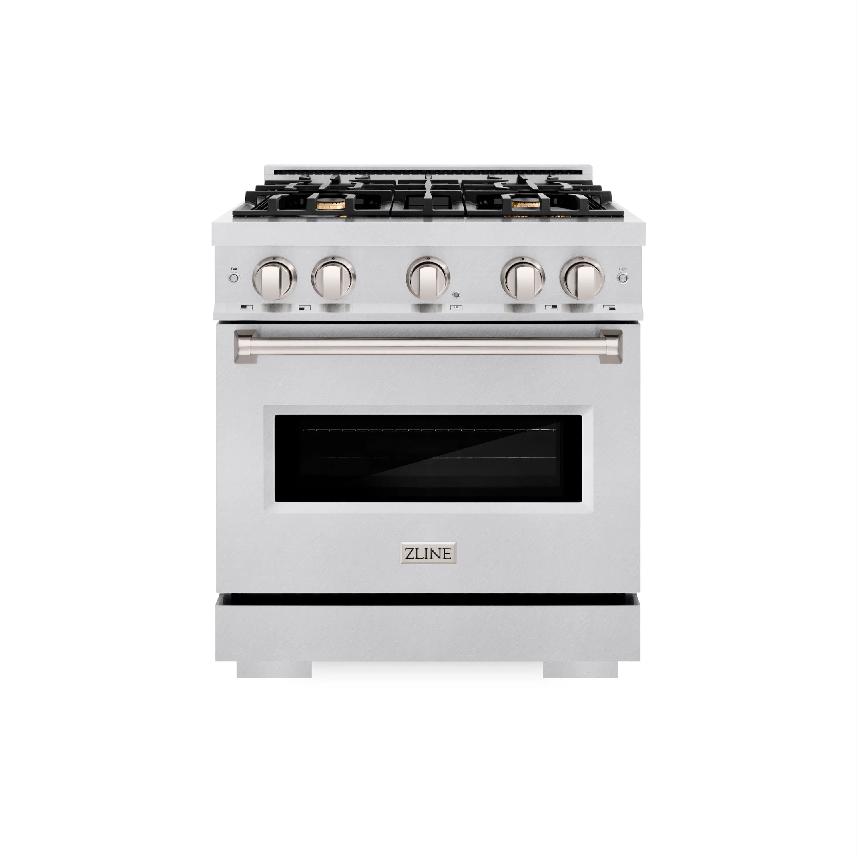 ZLINE 30-Inch Classic Series Gas Range with 4 Gas Burner Cooktop and 4.2 Cu. Ft. Gas Convection Oven in Satin Stainless Steel with Brass Burners (CGRS-BR-30)