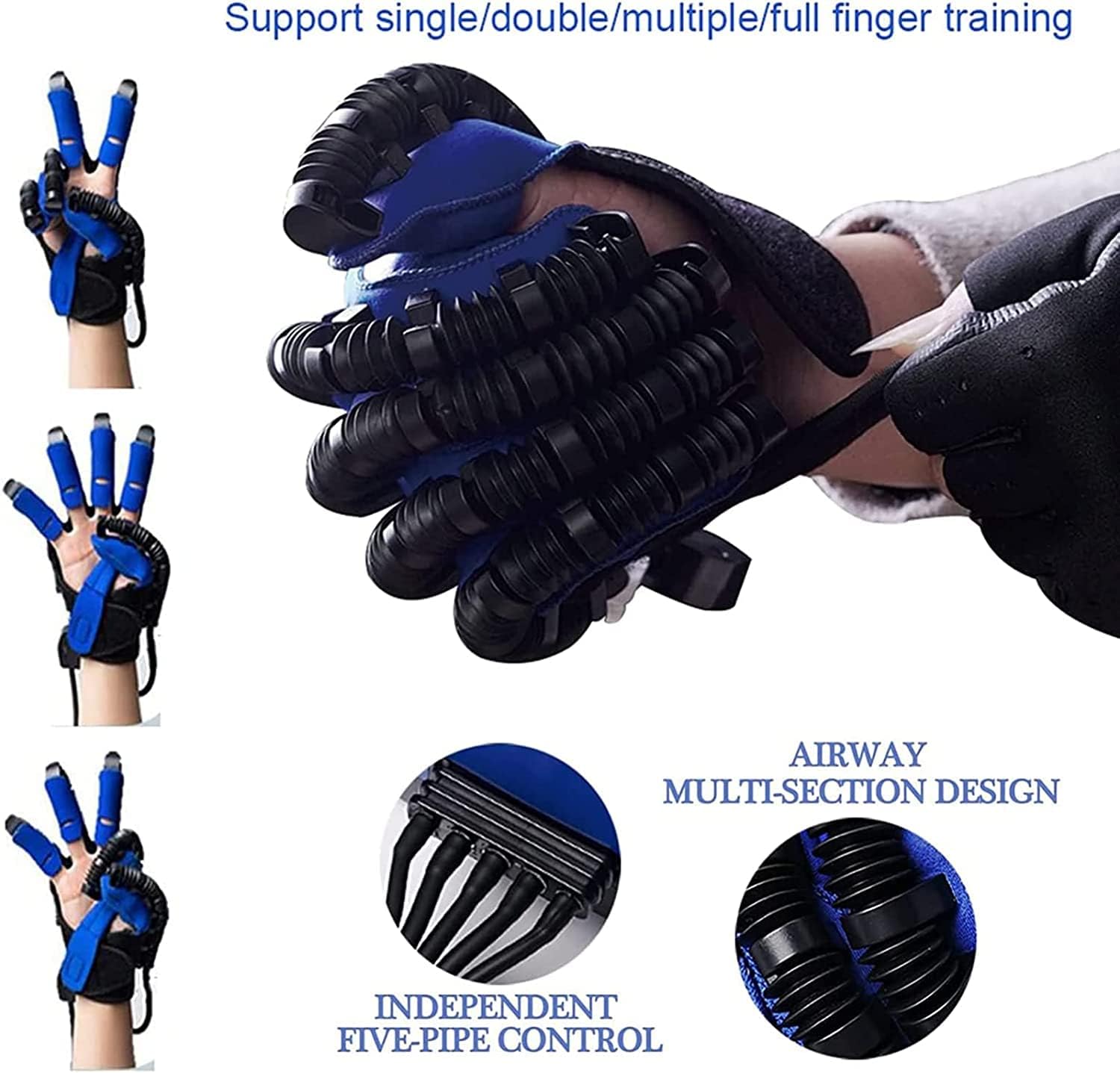 Upgraded Version Rehabilitation Robot Gloves, Hemiplegia Finger Trainer Stroke Hand Splint AssistiveTraining Equipment, Finger Orthosis, for Long-Term Relief(Size:L Code,Color:Left Hand)